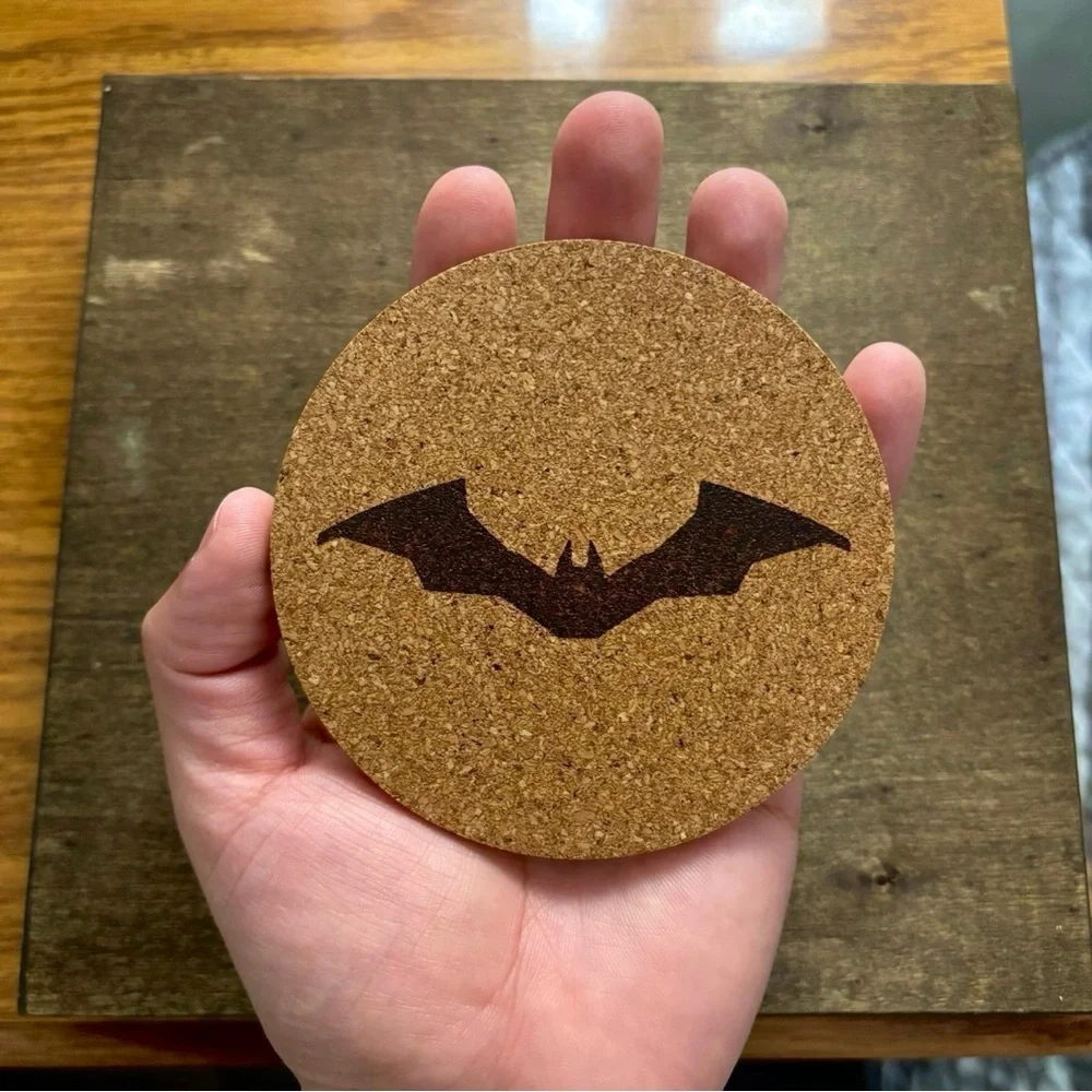 Batman Cinematic Logos Laser Engraved Cork Coasters Lot of 4